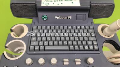 GE Voluson P8 Flatscreen Ultrasound Scanner *Mfd 01-2015 * Software Version 14.0.0 with 2 x Transducers / Probes- 1 x GE REF 5125386 Transducer / Probe *Mfd 12-2020* 1 x GE E8C-RS REF 5318734 Transducer / Probe *Mfd 06-2020* and Sony UP-D898MD Digital G - 4