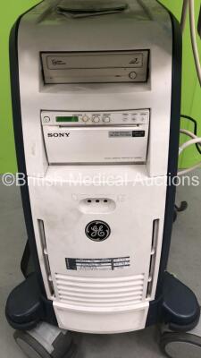 GE Voluson P8 Flatscreen Ultrasound Scanner *Mfd 01-2015 * Software Version 14.0.0 with 2 x Transducers / Probes- 1 x GE REF 5125386 Transducer / Probe *Mfd 12-2020* 1 x GE E8C-RS REF 5318734 Transducer / Probe *Mfd 06-2020* and Sony UP-D898MD Digital G - 9