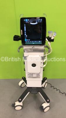 GE Venue 50 REF 5443756 Touch Screen Ultrasound Scanner *Mfd 10-2014* Software Version R4.0.7 with 2 x Transducers / Probes- 1 x GE 4C-SC Transducer *Mfd 2014* and 1 x GE 12L-SC Transducer *Mfd 2014* (Powers Up) *SN V1443381*