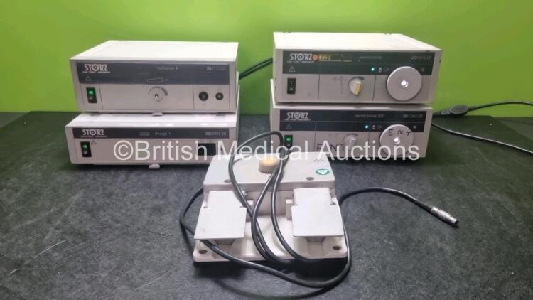 Mixed Lot Including 1 x Karl Storz 20712120 Multidrive 2 Control Unit, 1 x Karl Storz 20131520 Xenon Nova Light Source, 1 x Karl Storz 20134020 Xenon Nova 300 Light Source , 1 x Karl Storz 22200020 Image 1 Control Unit and 1 x Karl Storz 20012630 Footsw