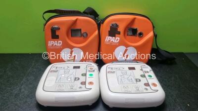 2 x CU Medical Systems CU-SP1 Defibrillators with 1 x Battery (Both Power Up) in Carry Cases *SN G1M33R0430 / G1MM02A0294*