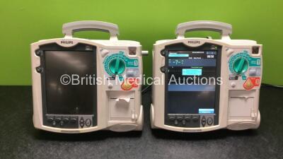 2 x Philips HeartStart MRx Defibrillator / Monitors with 1 x Pacer, ECG and Printer Options and 1 x M3539A Module (Both Power Up)