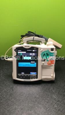 Philips HeartStart MRx Defibrillator / Monitor with Pacer, ECG and Printer Options, 1 x ECG Lead, 1 x Paddle Lead with Test Load, 1 x M3538A Battery and 1 x M3539A Module (Both Power Up)