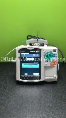 Philips HeartStart MRx Defibrillator / Monitor with ECG and Printer Options, 1 x ECG Lead, 1 x Paddle Lead with Test Load, 1 x M3538A Battery and 1 x M3539A Module (Both Power Up) - 3