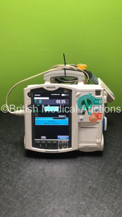 Philips HeartStart MRx Defibrillator / Monitor with Pacer, ECG and Printer Options, 1 x ECG Lead, 1 x Paddle Lead with Test Load, 1 x M3538A Battery and 1 x M3539A Module (Both Power Up)