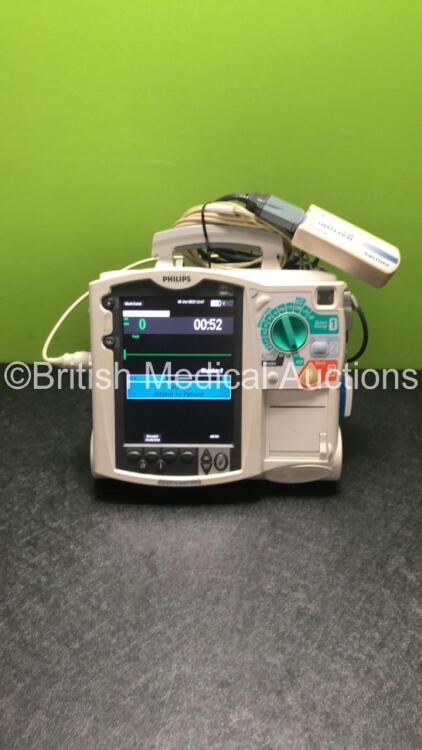 Philips HeartStart MRx Defibrillator / Monitor with Pacer, ECG and Printer Options, 1 x ECG Lead, 1 x Paddle Lead with Test Load, 1 x M3538A Battery and 1 x M3539A Module (Both Power Up)