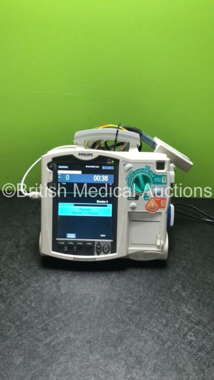 Philips HeartStart MRx Defibrillator / Monitor with Pacer, ECG and Printer Options, 1 x ECG Lead, 1 x Paddle Lead with Test Load, 1 x M3538A Battery and 1 x M3539A Module (Both Power Up)