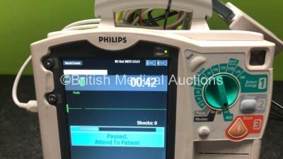 Philips HeartStart MRx Defibrillator / Monitor with Pacer, ECG and Printer Options, 1 x ECG Lead, 1 x Paddle Lead with Test Load, 1 x M3538A Battery and 1 x M3539A Module (Both Power Up) - 2