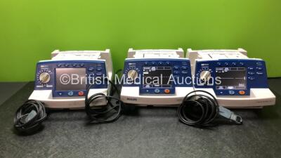 3 x Philips Heartstart XL Smart Biphasic Defibrillators Including ECG, and Printer Options (All Power Up) *SN US0000602355 / US00454174 / US0601967*