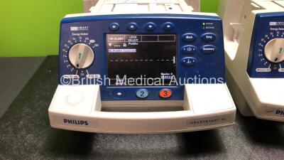 3 x Philips Heartstart XL Smart Biphasic Defibrillators Including ECG, and Printer Options (2 x Power Up and 1 x No Power) *SN US00601965 / US00582999 / US00338039* - 2