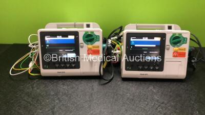 2 x Philips Heartstart XL+ Defibrillators Including ECG and Printer Options *Mfd 2013 / 2013* with 2 x Paddle Leads and 2 x Philips ECG Leads (Both Power Up)