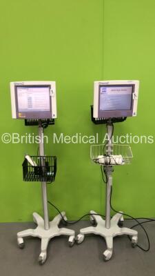 2 x Brainz BRM3 Brain Monitors on Stands with 2 x AC Power Supplies (Both Power Up) *SN BRM20101342, BRM20091101*