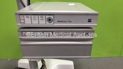 Zeiss 1270-341 Monitor on Stand with MediLive Trio Unit, Zeiss MediLive MindStream Unit and Footswitch (Both Power Up) *351734* - 2