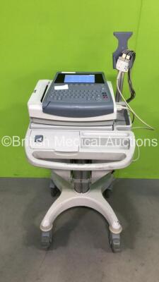 GE MAC1600 ECG Machine on Stand with 10 Lead ECG Leads (Powers Up with Some Casing Damage) *SDE09030027NA*