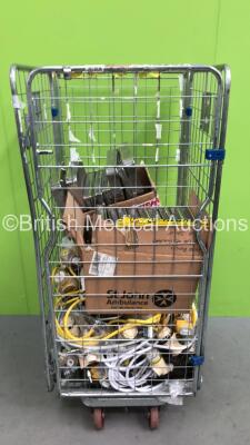 Mixed Lot of Valves, Regulators, Hoses and 17 x Metal Surgical Trays (Cage Not Included)