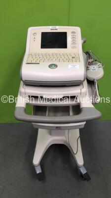 Philips PageWriter Trim II ECG Machine on Stand with 10 Lead ECG Leads (Powers Up - Missing Button)