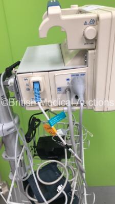 Mixed Lot Including 1 x CTL Medical Stack Trolley and 1 x Welch Allyn Propaq CS Monitor Including ECG, SpO2, NIBP, T1 and T2 Options with 1 x NIBP Hose, 1 x BP Cuff, 1 x SpO2 Finger Sensor and 1 x AC Power Supply on Stand (Powers Up) *SN GA115807, 8590* - 3