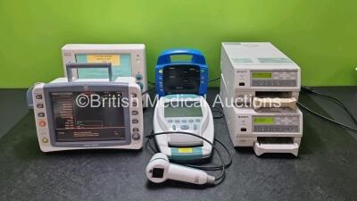 Mixed Lot Including 2 Sony Colour Video Printer UP-21MD, 1 x GE Dash 2500 Patient Monitor Including ECG, NIBP, SpO2 and Printer Options, (Powers Up) 1 x Deltex Medical CardioQ Patient Monitor (Powers Up) 1 x GE Dinamap ProCare Vital Signs Monitor (no Powe