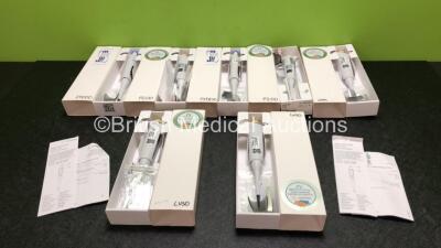 7 x Sartorius 1 Channel Pipettes with Accessories in Boxes