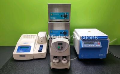 Mixed Lot Including 1 x Advanced Instruments Model 3320 Osmometers (Powers Up) 3 x Walker Electronic Limited Ultrasonic Water Baths (All Power Up) 1 x Medical Diagnostics DAC3 Centrifuge Units (Draws Power) 1 x Haemoscope Thrombelastograph Analyzers Model