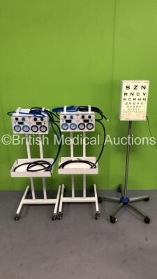 Mixed Lot Including 2 x Anetic Aid Tourniquet Units with Hoses on Stands and 1 x Sussex Vision Testing Light Box with Power Supply (Powers Up) *1109505*