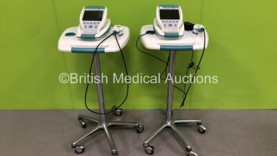 2 x Verathon BVI 9400 Bladder Scanners with 1 x AC Power Supply and 2 x Transducer / Probes on Stands (Both Untested Due to Missing Batteries) *SN B4300195, B4019963*