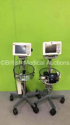 2 x Drager Infinity Gamma XL Patient Monitors on Stands with Various Leads and Power Supplies (Powers Up) *S/N 5515494075 / 5515524774*