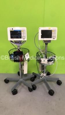 2 x Drager Infinity Gamma XL Patient Monitors on Stands with Various Leads and Power Supplies (Powers Up) *S/N 5515495573 / 5515497571*