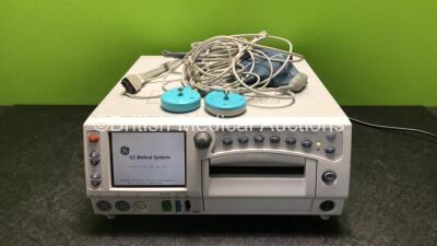 GE 250cx Corometrics Series Fetal Monitor with US,US2,UA,FECG/MECG,SpO2, NIBP and Printer Options with 1 x BP Hose, 1 x US Transducer and 1 x TOCO Transducer (Powers Up)