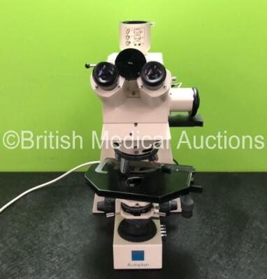 Zeiss Axioplan Imaging Bench Microscope with 2 x Pl 10x/25 Eyepieces and 5 x Optics Including 1 x Plan-NEOFLUAR 10x/0,30, 1 x Plan-NEOFLUAR 20x/0,50, 1 x Plan-NEOFLUAR 40x/0,75, 1 x Plan-NEOFLUAR Unknown and 1 x Fluorite oil x50/.95 (Powers Up with Good B