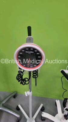 Job Lot Including 1 x Criticare SpO2/ComfortCuff Monitor on Stand (Power Up), 1 x Datascope Accutorr Plus Patient Monitor on Stand (Powers Up), 1 x Welch Allyn Series 2500 Patient Monitor on Stand (No Power) and 1 x Blood Pressure Meter on Stand *SN A7160 - 3