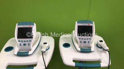 2 x Verathon BVI 9400 Bladder Scanners with 1 x AC Power Supply and 2 x Transducer / Probes on Stands (Both Untested Due to Missing Batteries) *SN B4017217* - 2