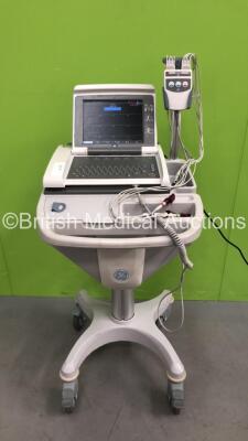 GE MAC 5500 ECG Machine on Stand with 10 Lead ECG Lead (Powers Up, Some Missing Casing See-Photo) *SN SCD06072385PA*