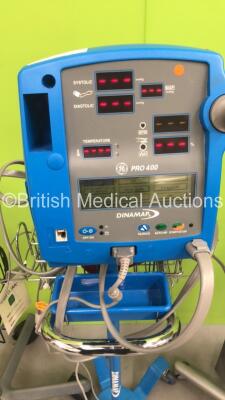 Job Lot Including 1 x Drager Infinity Gamma XL Monitor on Stand with Various Leads, 1 x GE Dinamap PRO 400 Patient Monitor on Stand and 1 x Anetic Aid 4000 Series Tourniquet on Stand (All Power Up) *SN 5515496367, 2332* - 4