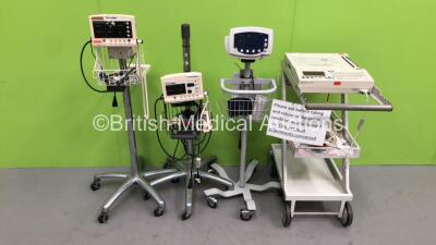 Job Lot Including Philips Pagewriter 200 ECG Machine Power Up, Screen with Distorted Display, Damage to Casing See Photos) with 1 x ECG Lead, 2 x WelchAllyn Series 5200 Patient Monitors(1 x Draws Power with Blank Screen), Welch Allyn Series 53N00 (No Powe