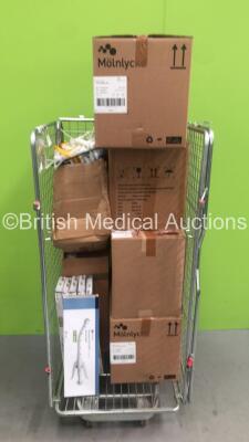 Cage of Consumables Including Molnlycke FHFT Major Ear, Molnlycke RSH Hip Replacement and Premium Plus CEEA Circular Stapler (In Date - Cage Not Included)