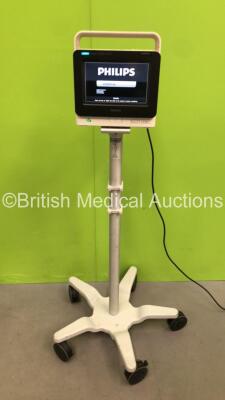 Philips IntelliVue MX400 Patient Monitor Software Revision L.01.12 on Stand *Mfd 2014* (Powers Up with Missing Power Switch Cover - See Photo)