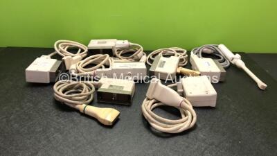 Job Lot Including 1 x Philips L12-5 Linear Array Ultrasound Transducer / Probe, 1 x Dynamic Imaging L5-10MHz Ultrasound Transducer / Probe, 1 x GE LA39 Ultrasound Transducer / Probe, 1 x GE 10L Ultrasound Transducer / Probe, 1 x GE 7S Ultrasound Transduce