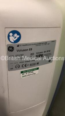 GE Voluson E8 BT16 Flat Screen Ultrasound Scanner *S/N E33797* **Mfd 06/2016** Software Version EC310 (16.0.2.2402) with 2 x Transducers / Probes (C4-8-D Ref 5336340 *Mfd 06/2016* and RAB6-D Ref H48681MG *Mfd 07/2016*) and Sony UP-D898MD Digital Graphic P - 25