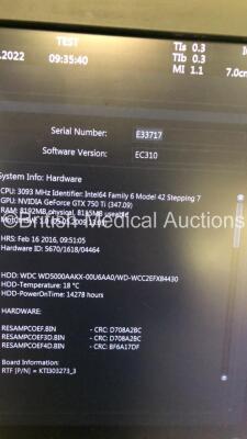 GE Voluson E8 BT16 Flat Screen Ultrasound Scanner *S/N E33717* **Mfd 06/2016** Software Version EC310 (16.0.2.2402) with 2 x Transducers / Probes (RAB6-D Ref H48681MG *Mfd 06/2016* and IC%-9-D Ref 5492351 *Mfd 11/2017*) and Sony UP-D898 Digital Graphic Pr - 37