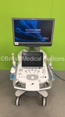 Siemens Acuson S2000 Flat Screen Ultrasound Scanner Model No 10041461 *S/N 213625* **Mfd 05/2016** Software Version 500.1.061 with 3 x Transducers / Probes (PEVF4 Model No 10041223 *Mfd 2016* / MC9-4 Model No 10349999 *Mfd 2016* and 8C3 HD Model No 10135 - 2