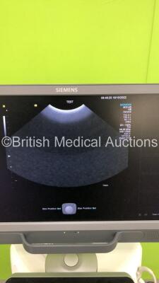 Siemens Acuson S2000 Flat Screen Ultrasound Scanner Model No 10041461 *S/N 213625* **Mfd 05/2016** Software Version 500.1.061 with 3 x Transducers / Probes (PEVF4 Model No 10041223 *Mfd 2016* / MC9-4 Model No 10349999 *Mfd 2016* and 8C3 HD Model No 10135 - 26