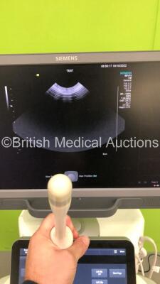 Siemens Acuson S2000 Flat Screen Ultrasound Scanner Model No 10041461 *S/N 213625* **Mfd 05/2016** Software Version 500.1.061 with 3 x Transducers / Probes (PEVF4 Model No 10041223 *Mfd 2016* / MC9-4 Model No 10349999 *Mfd 2016* and 8C3 HD Model No 10135 - 30