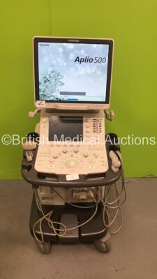 Toshiba Aplio 500 TUS-A500 Flat Screen Ultrasound Scanner *S/N WAB1522071* **Mfd 02/2015** Software Version AB_V5.10*R100 with 4 x Transducers / Probes (PVT-674BT *Mfd 01/2009* / PLT-1005BT *Mfd 02/2015* / PVT-375BT and PLT-1204BX *Mfd 02/2015*) and Sony