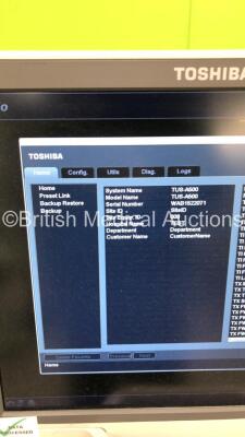 Toshiba Aplio 500 TUS-A500 Flat Screen Ultrasound Scanner *S/N WAB1522071* **Mfd 02/2015** Software Version AB_V5.10*R100 with 4 x Transducers / Probes (PVT-674BT *Mfd 01/2009* / PLT-1005BT *Mfd 02/2015* / PVT-375BT and PLT-1204BX *Mfd 02/2015*) and Sony - 15