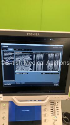 Toshiba Aplio 500 TUS-A500 Flat Screen Ultrasound Scanner *S/N WAB1522071* **Mfd 02/2015** Software Version AB_V5.10*R100 with 4 x Transducers / Probes (PVT-674BT *Mfd 01/2009* / PLT-1005BT *Mfd 02/2015* / PVT-375BT and PLT-1204BX *Mfd 02/2015*) and Sony - 17