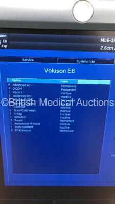 GE Voluson E8 Expert Flat Screen Ultrasound Scanner *S/N D05429* **Mfd 01/2009 ** Software Version 9.0.7.2646 with 4 x Transducers / Probes (IC5-9-D Ref 5194434 *Mfd 03/2009* / RAB2-5-D *Mfd 2007* / ML6-15-D Ref 5199103 *Mfd 04/2012* and AB2-7-D), Sony UP - 12