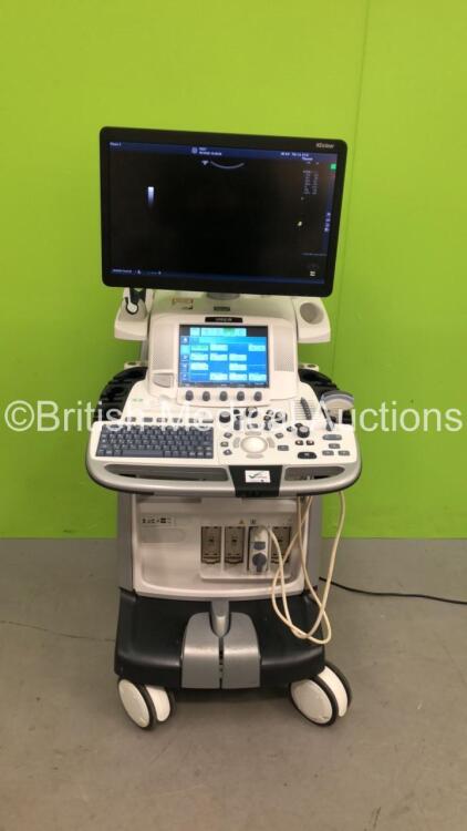 GE Logiq E9 XDclear 2.0 Flat Screen Ultrasound Scanner Ref 5205000-9 *S/N 200188US6* **Mfd 2015** Software Version R6 Software Revision 1.5 with 1 x Transducer / Probe (C1-5-D Ref 5261135 *Mfd 08/2011*) (Powers Up - Missing Dial - See Pictures) ***IR693**