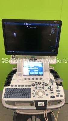 GE Logiq E9 XDclear 2.0 Flat Screen Ultrasound Scanner Ref 5205000-9 *S/N 200188US6* **Mfd 2015** Software Version R6 Software Revision 1.5 with 1 x Transducer / Probe (C1-5-D Ref 5261135 *Mfd 08/2011*) (Powers Up - Missing Dial - See Pictures) ***IR693** - 3