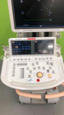 Philips iE33 Flat Screen Ultrasound Scanner on F.3 Cart *S/N 039X88* **Mfd 11/2009** Software Version 6.3.6.343 with 2 x Transducers / Probes (S5-1 and D2cwc) and 3 Lead ECG Leads (Powers Up) ***IR686*** - 3